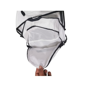 Rucsac spatios cu 3 compartimente, poliester 600D, curele intarite, 48x27x17cm, Alb-Negru