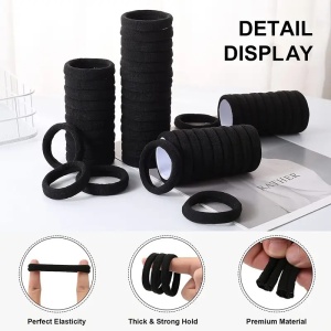 Set 100 bucati, Elastice Mari pentru Par, diametru 4cm, fara cusaturi, Negre