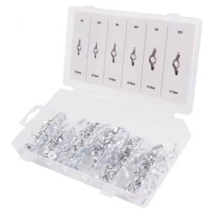Set 100 piese, Piulite tip Fluture, 6 modele diferite, zincate, Argintii