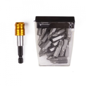 Set 26 piese, Bituri hexagonale PZ2 CRV plus adaptor cu sistem de blocare