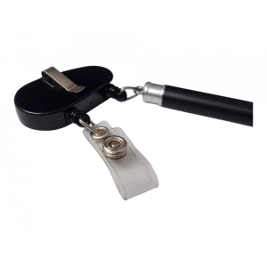 Suport retractabil pentru ecuson prevazut cu stylus pen si pix, Negru - Img 5