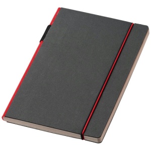 Agenda A5 JournalBooks, inchidere cu elastic, suport pix, 80 file, dictando, Rosu