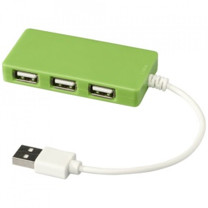 Hub USB 2.0 pentru tableta, 4 porturi, mufa USB 2.0, Compact, Verde Lime