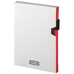 Agenda A5 JournalBooks, inchidere cu elastic, suport pix, 80 file, dictando, Rosu