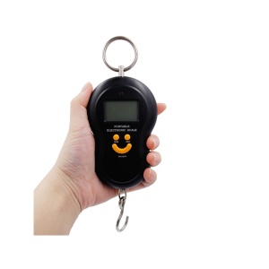 Cantar digital cu maner si carlig, Model Smile, 0-50 kg, iluminat LED, Negru