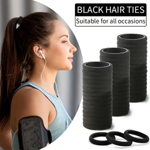 Set 100 bucati, Elastice Mari pentru Par, diametru 4cm, fara cusaturi, Negre