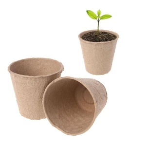 Set 70 bucati, Ghivece biodegradabile din celuloza, 6x6cm, rotunde, Bej