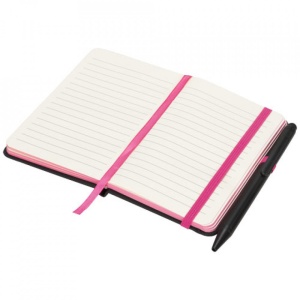 Set Agenda Dictando Noir A6, 96 file, coperti cartonate, si pix cu stylus pen, Roz