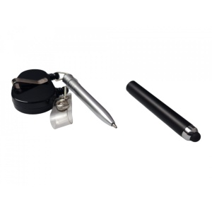 Suport retractabil pentru ecuson prevazut cu stylus pen si pix, Negru - Img 7