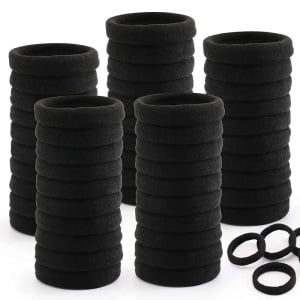 Set 100 bucati, Elastice Mari pentru Par, diametru 4cm, fara cusaturi, Negre