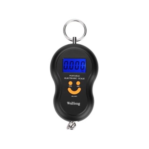 Cantar digital cu maner si carlig, Model Smile, 0-50 kg, iluminat LED, Negru