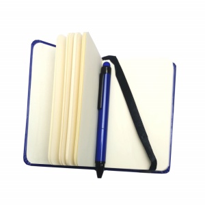 Notebook Pocket, cu pix si stylus pen, 80 pagini albe, A7, 100x64mm, Albastru