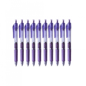 Set 10 bucati, pix cu gel, corp si pasta de culoare violet, 0.5 mm