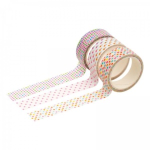 Set 3 Role Banda Adeziva Decorativa din hartie, pentru cadouri si decoratiuni, cu buline