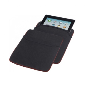 Husa universala pentru tableta de 10 inch, tip plic, 2 fete, neopren, negru-rosu