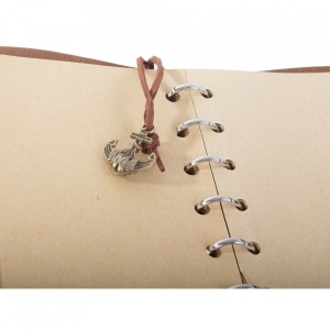 Jurnal de calatorie cu legatori din piele, A6, 150x100 mm, 70 file perforate, Albastru