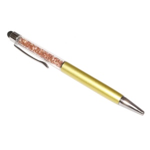 Stylus touch pen cu pix, decorat cu cristale, metalic, auriu
