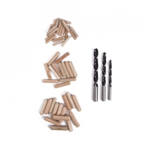 Set 47 piese, Dibluri din lemn si burghie pentru reparatii mobilier, 3 marimi, Bej