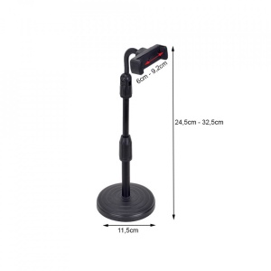 Suport de birou pentru telefon, brat telescopic, unghi reglabil, negru