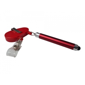 Suport retractabil pentru ecuson prevazut cu stylus pen si pix, Rosu - Img 7