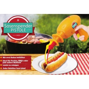 Pistol dozator pentru sosuri, doua compartimente, manual, Portocaliu