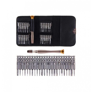 Set 26 piese, surubelnite de precizie in husa din piele, Neagra