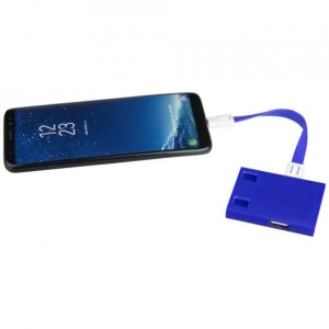 Hub USB 2.0 pentru tableta, 3 porturi USB, cablu cu mufa combo si adaptor Tip C, Albastru