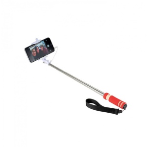 Mini selfie stick, Pocket Edition, pentru telefoane mobile, 50cm, Rosu