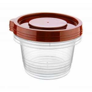 Set 3 cutii alimentare Bager Eco Fresh, rotunde 1230 ml, BPA Free, Maro