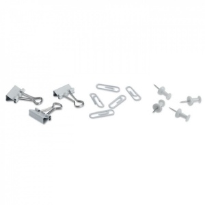 Set accesorii de birou in cutie, compartimentata, 33 piese, Alb