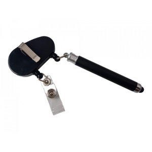 Suport retractabil pentru ecuson prevazut cu stylus pen si pix, Negru - Img 3