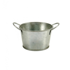 Ghiveci pentru flori, manere metalice, rotund, diametru 12 cm, Argintiu