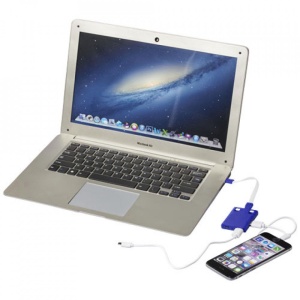 Hub USB 2.0 pentru tableta, 3 porturi USB, cablu cu mufa combo si adaptor Tip C, Albastru