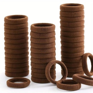 Set 100 bucati, Elastice Mari pentru Par, diametru 4cm, fara cusaturi, Maro 
