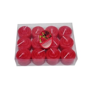Set 12 bucati, lumanari decorative,30x35 mm, culoare Rosie