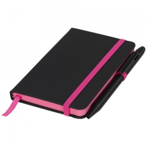 Set Agenda Dictando Noir A6, 96 file, coperti cartonate, si pix cu stylus pen, Roz