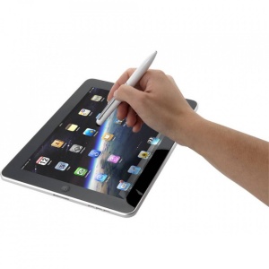Stylus Touch pen Avenue White, Metalic, cu pix incorporat, Alb
