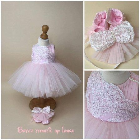 Rochita botez Victoria cu maneca scurta