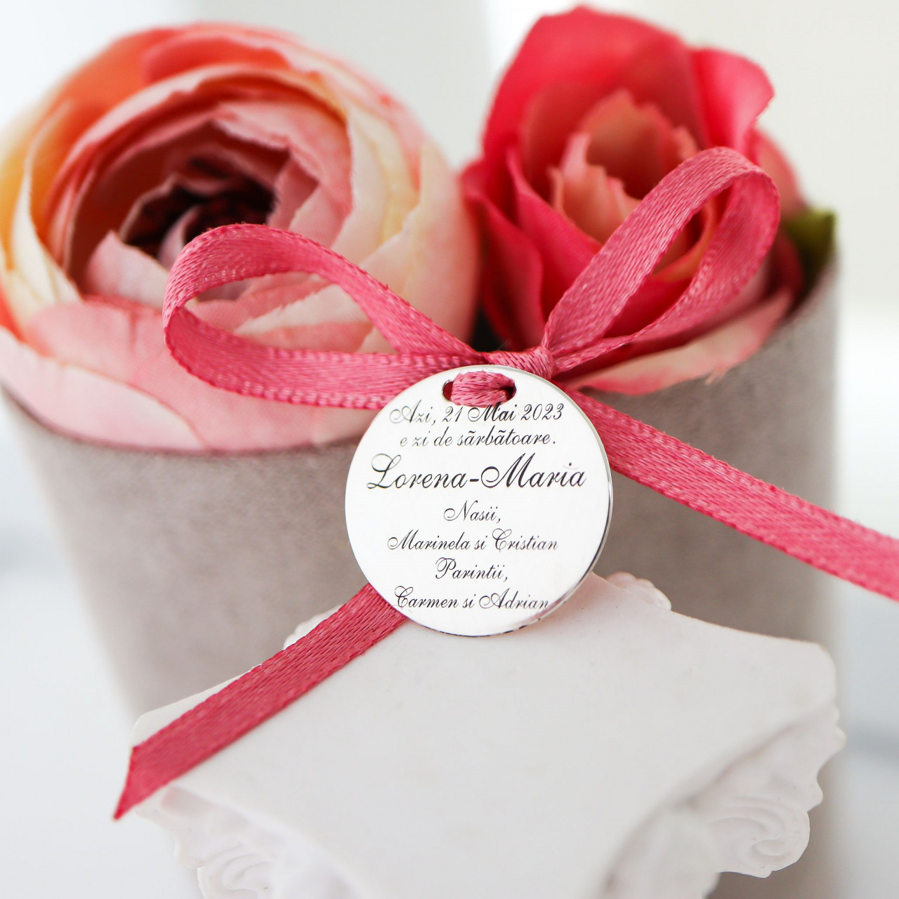 Banut din argint 1.8cm pentru botez - mot - scaldat - personalizabil