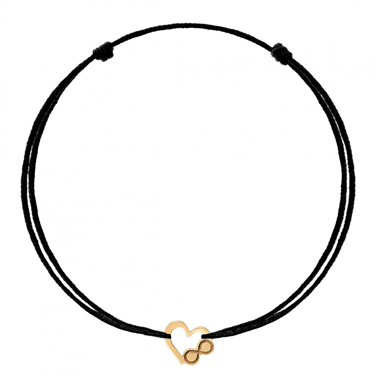 Bratara Heart Collection cu snur si inimioara cu infinit din aur 14k