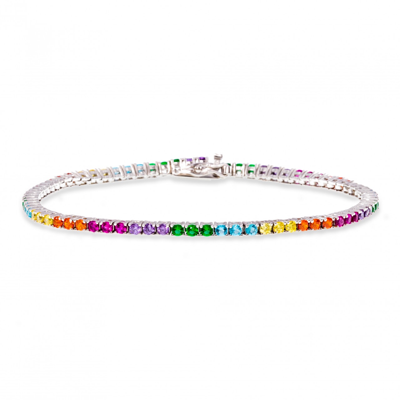 Bratara Tennis din argint 925 cu cristale multicolore