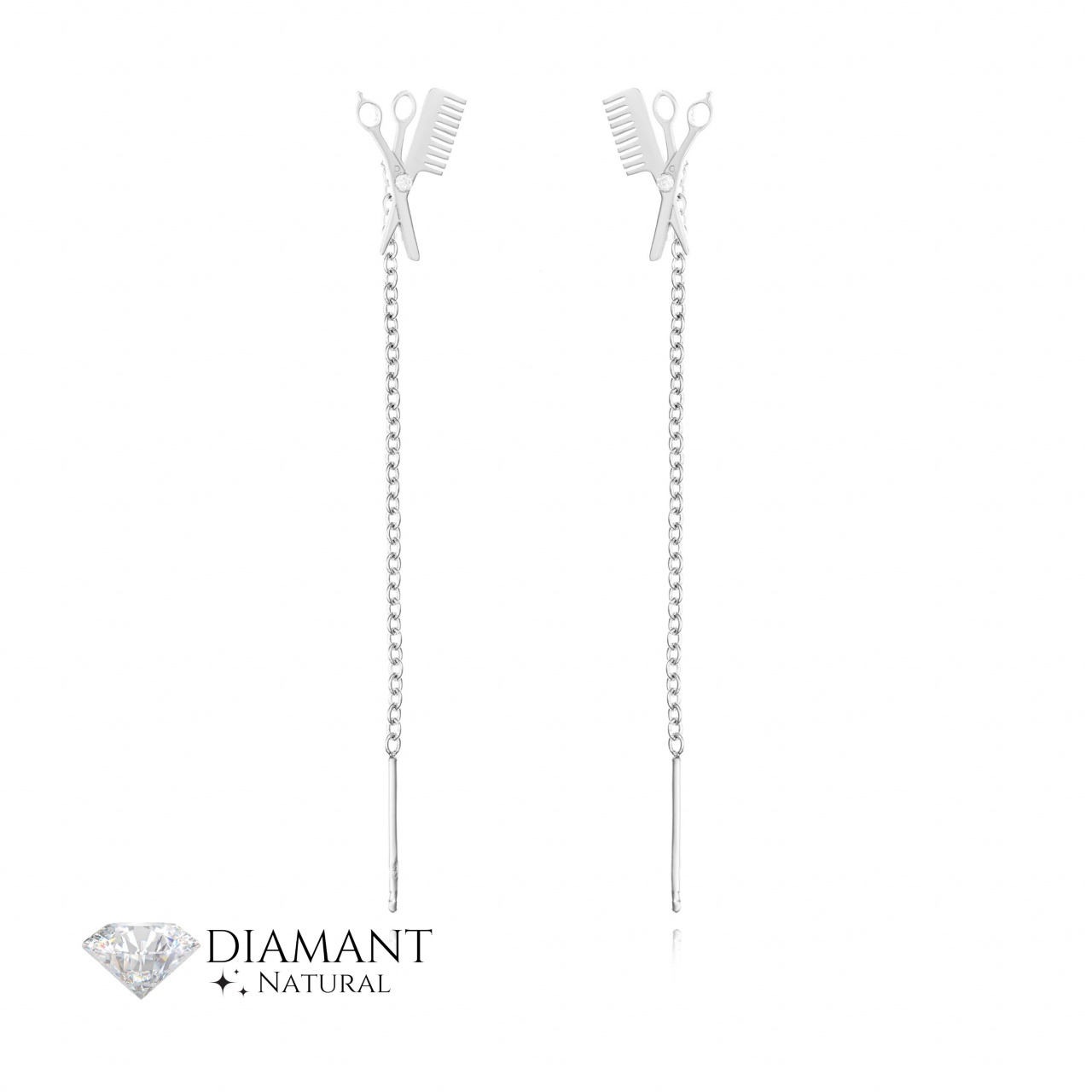 Cercei cu lănțișor din argint 925 hairstilist si diamante naturale