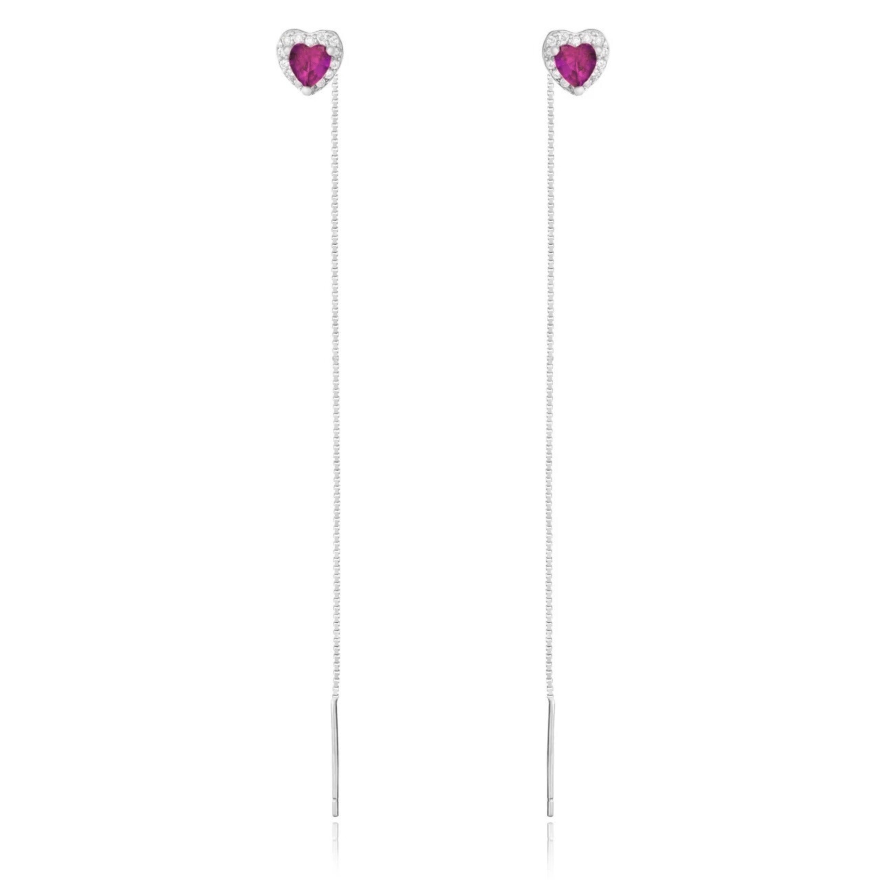 Cercei Pink Heart din argint 925