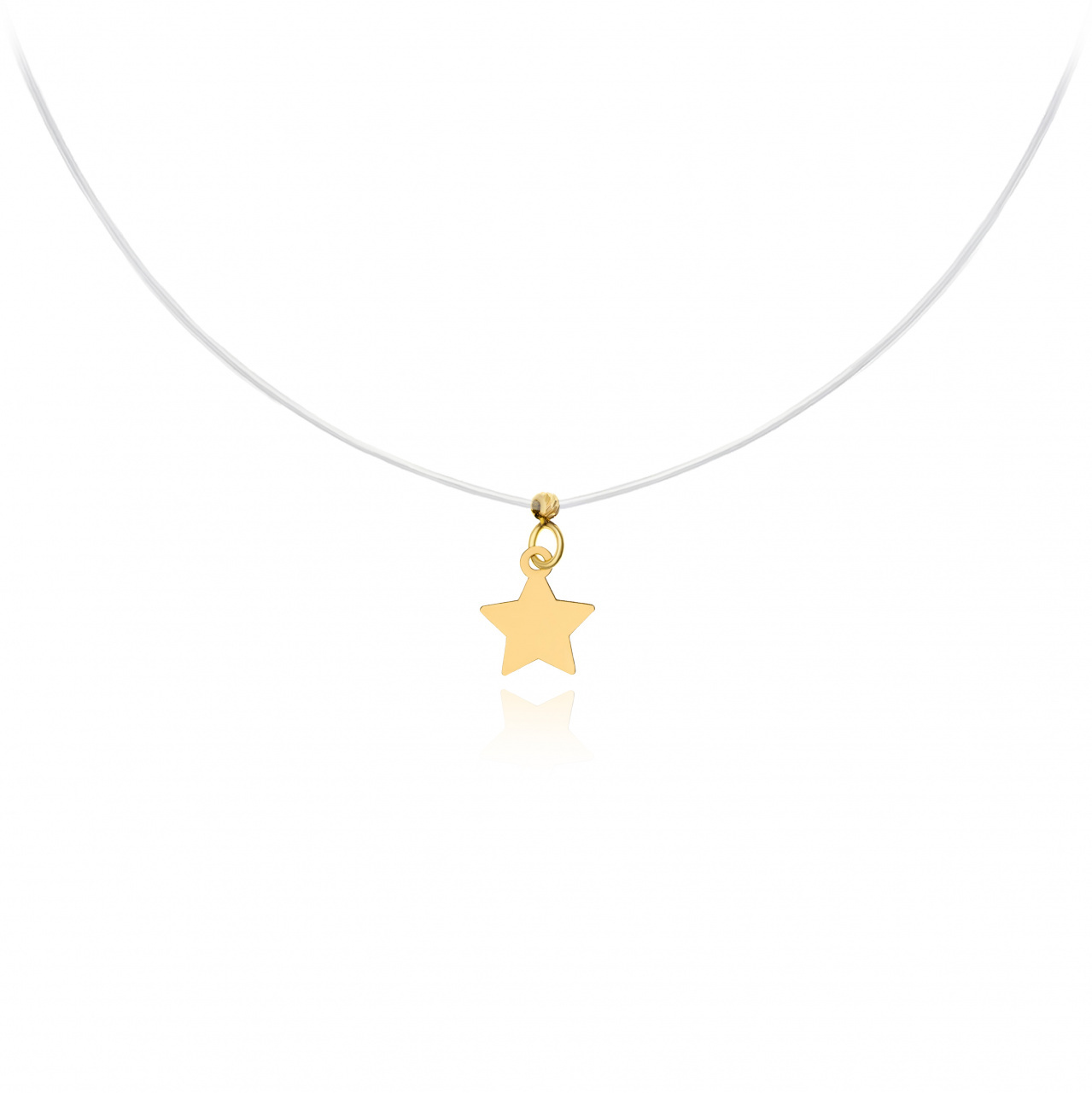 Colier cu fir transparent si steluta din aur 14k