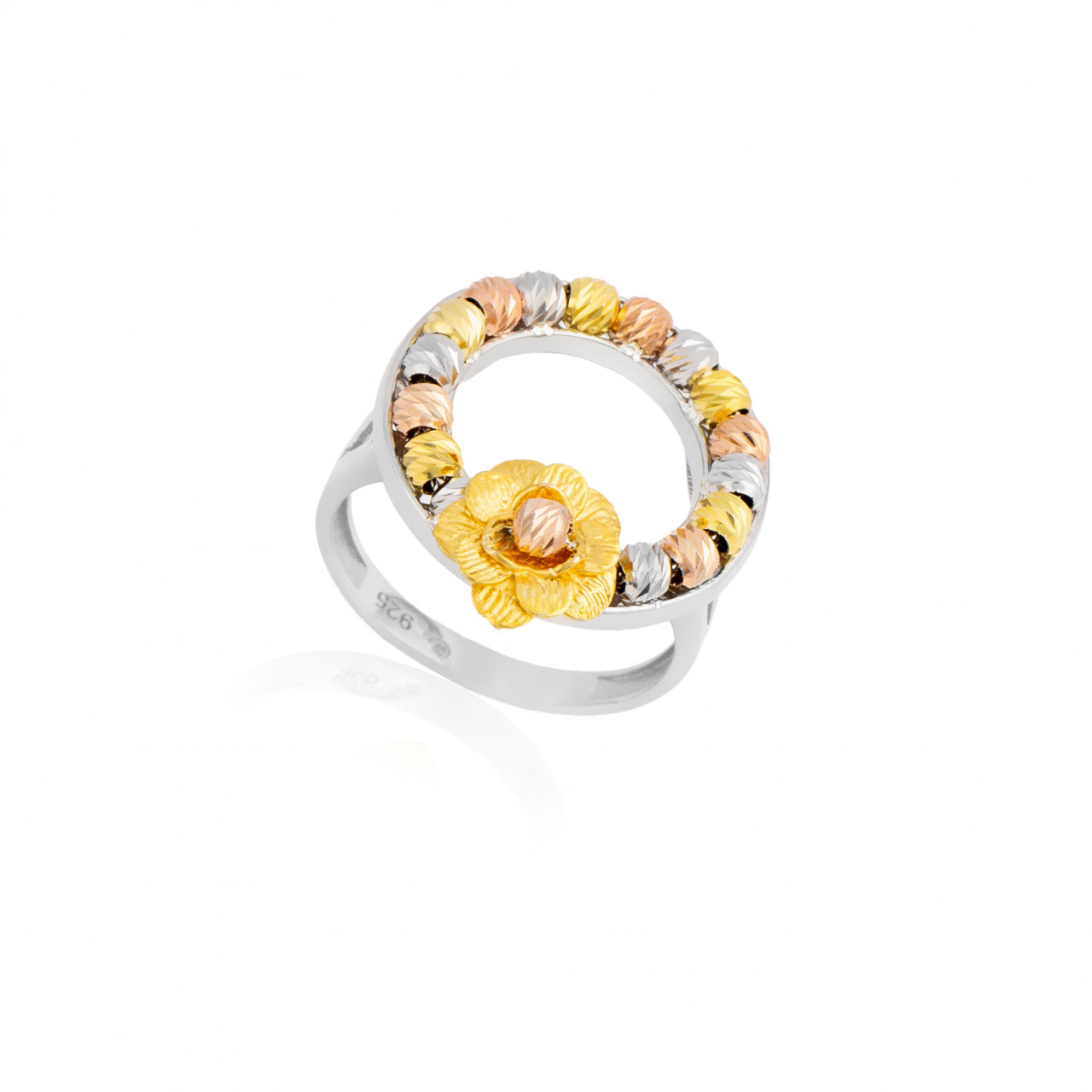 Inel masiv din argint 925 placat cu aur 4.13g