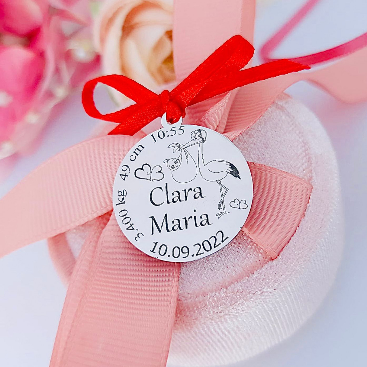 Banut din argint 925 x 2.5cm pentru botez - mot - scaldat - personalizabil