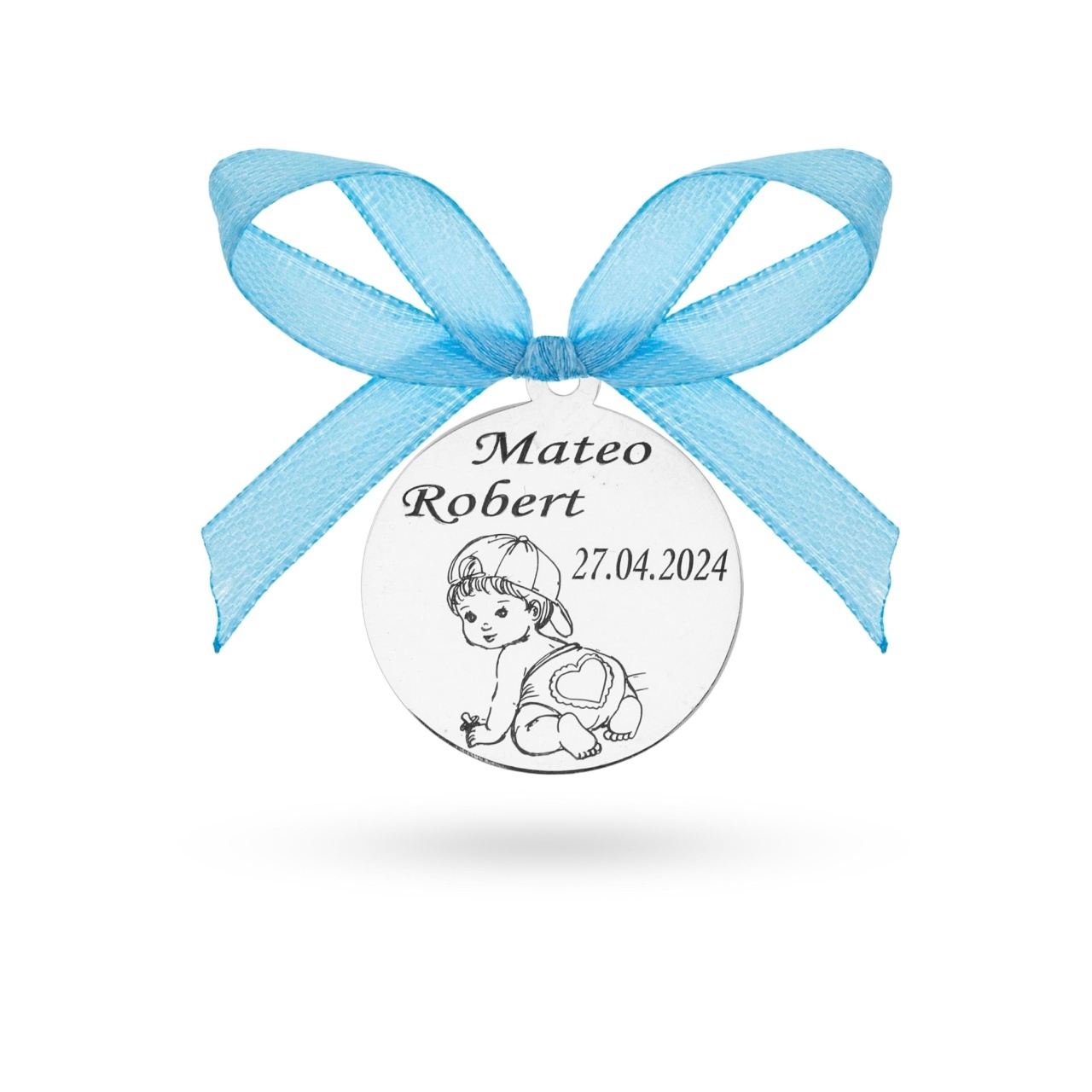 Banut felicity din argint 1.8cm pentru botez - mot - turta personalizabil