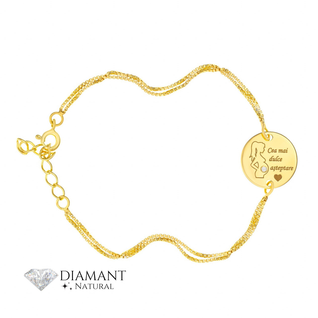 Bratara cea mai dulce asteptare din argint 925 si diamant natural
