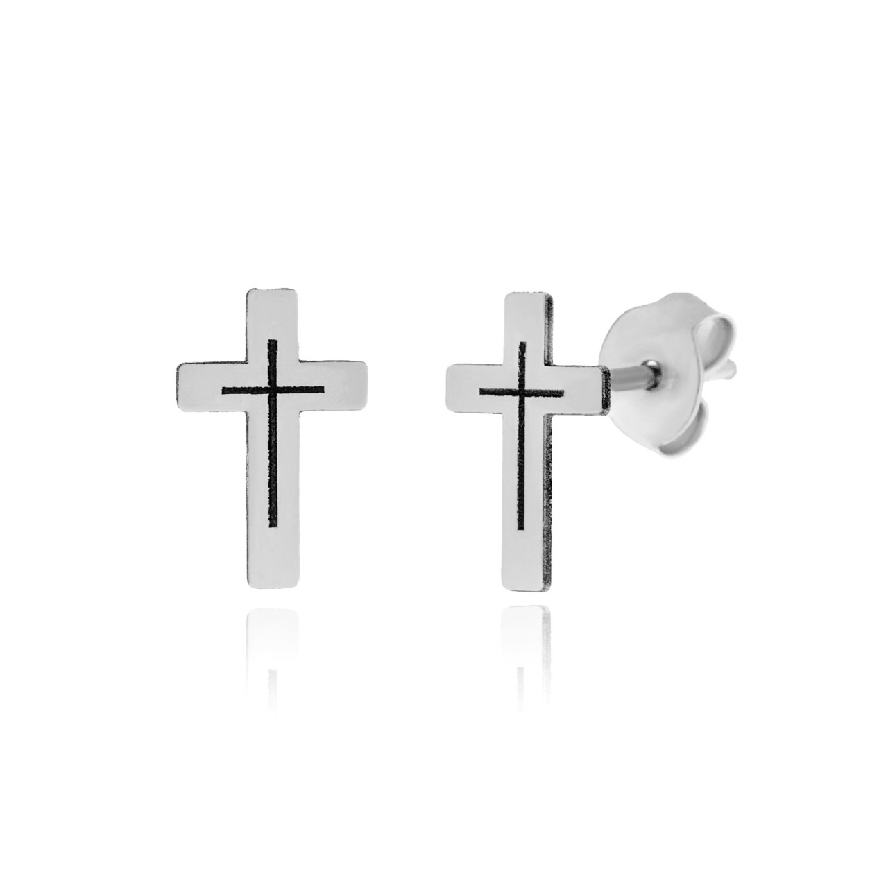 Cercei din argint 925 model cruciulita cu insertie