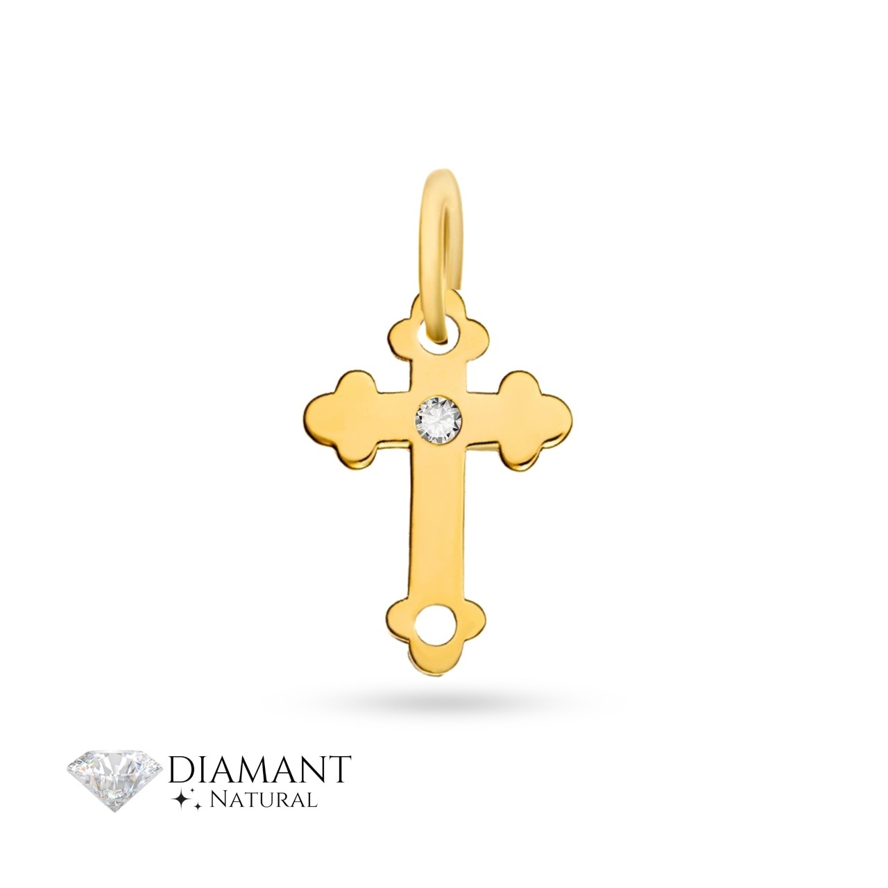 Pandantiv Cruciuliță din Aur 14k și diamant natural